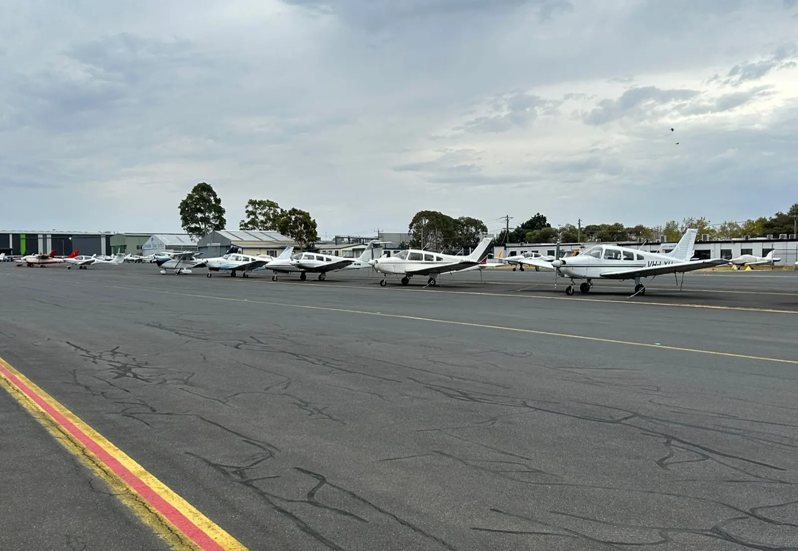 A training fleet lined up on the apron